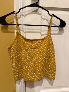 Yellow Floral Spaghetti Strap Tank Top - Women
